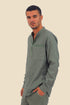 Shirt in cotton slub with high collar with slit